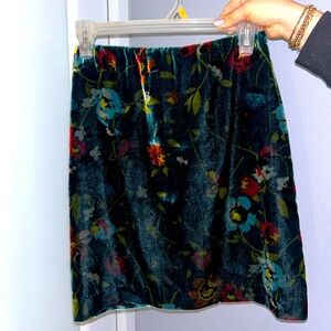 Velvet Mini Skirt Floral